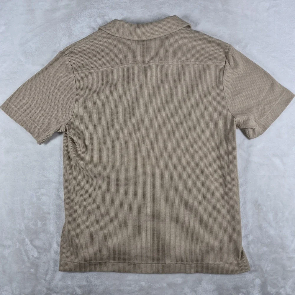 Banana Republic Polo Shirt Men's Medium Beige Camp Collar Short Sleeve NWT